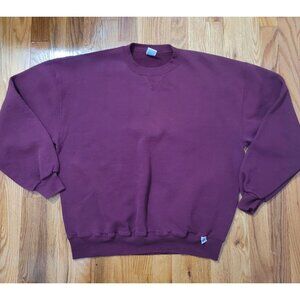 Vintage Russell Athletic Blank 90s Y2K Crewneck Sweatshirt Size XL USA Burgundy